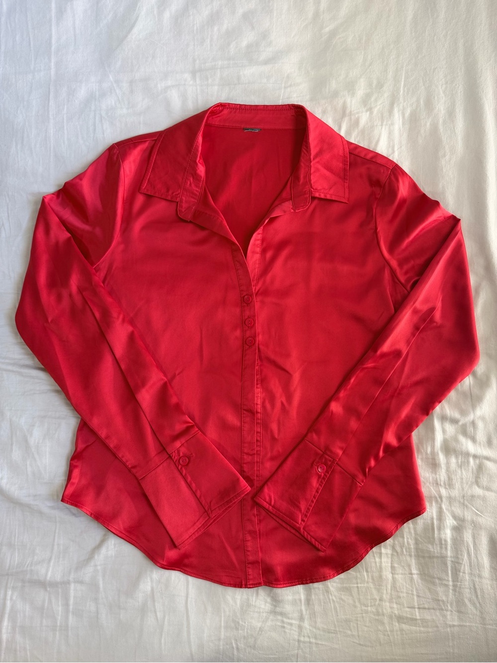 Target Red Long-Sleeve Button-Up Blouse